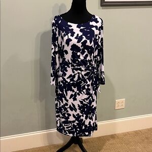 Preston & York Navy and White Patterned Midi Dress
